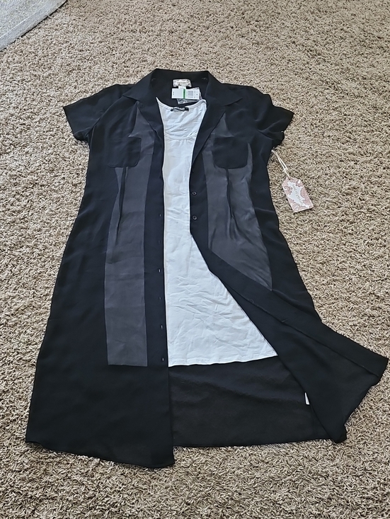 Band of Gypsies Dresses & Skirts - NWT Band of Gypsies Dress Duster Sheer Black Large Button Up Short Sleeve